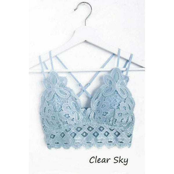 Bralettes - Beautiful Crochet Lace Bralette - Clear Sky - Cultured Cloths Apparel