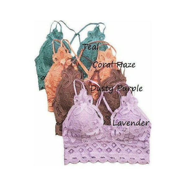 Bralettes - Beautiful Crochet Lace Bralette - Dusty Purple - Cultured Cloths Apparel