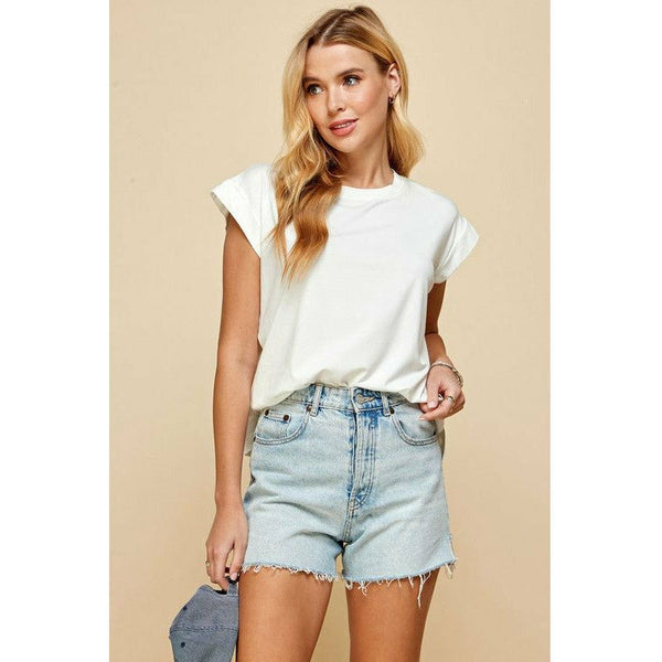 Women's Short Sleeve - Solid Top With Short Sleeves - Ivory - Cultured Cloths Apparel