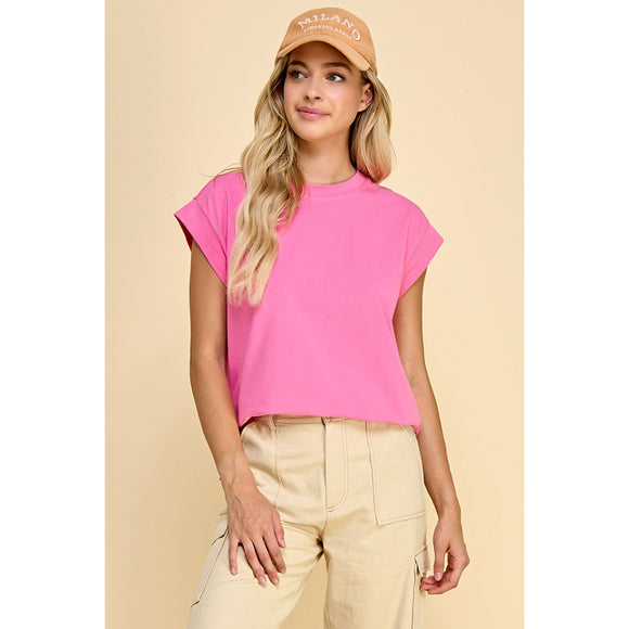 Women's Short Sleeve - Short Sleeve Basic Solid Top - Hot Pink - Cultured Cloths Apparel