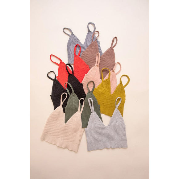 Undergarments - Contour Rib Knit Brami Lounge Top - Gray - Cultured Cloths Apparel