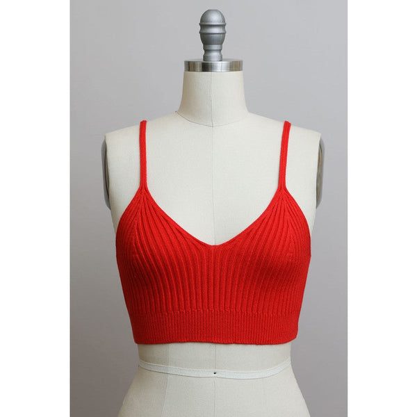 Undergarments - Contour Rib Knit Brami Lounge Top - Red - Cultured Cloths Apparel
