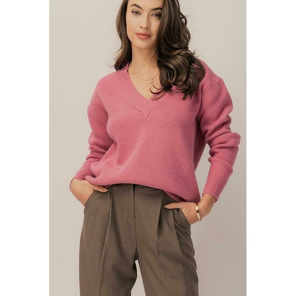 Women's Sweaters - Chunky V-Neck Casual Sweater - Peter - Cultured Cloths Apparel