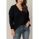 Women's Sweaters - Chunky V-Neck Casual Sweater - Black - Cultured Cloths Apparel
