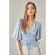 Women's Short Sleeve - Puff Sleeve Cinched Top - MILKY BLUE - Cultured Cloths Apparel