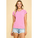 Women's Short Sleeve - Basic Solid Ribbed Top - Pink - Cultured Cloths Apparel