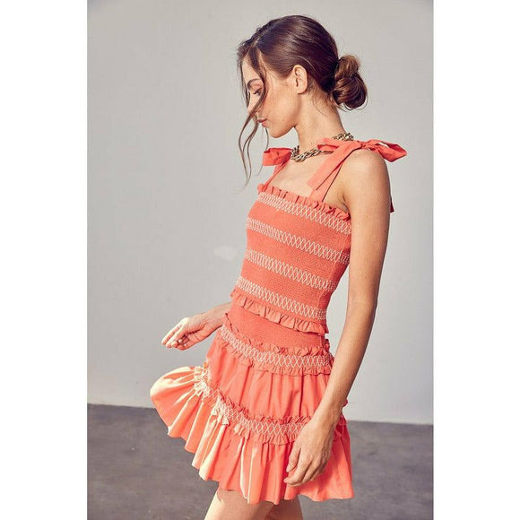  - SMOCKED BOW STRAP TOP -  - Cultured Cloths Apparel