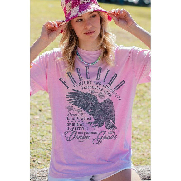 Graphic T-Shirts - Mineral Washed Free Bird Graphic Tee -  - Cultured Cloths Apparel