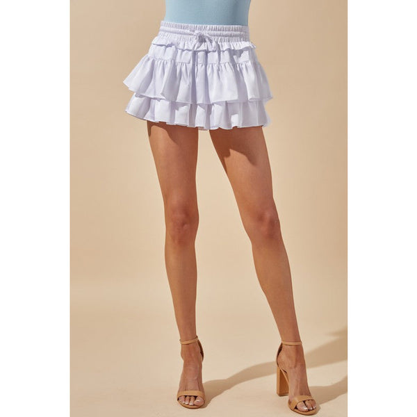 Women's Skirts - It's a Party Ruffle Tiered Skort - White - Cultured Cloths Apparel