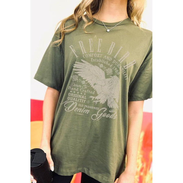 Graphic T-Shirts - Free Bird Vintage Graphic Tee - Olive - Cultured Cloths Apparel