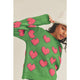 Women's Sweaters - Fuzzy Heart Sweater Top - Green - Cultured Cloths Apparel