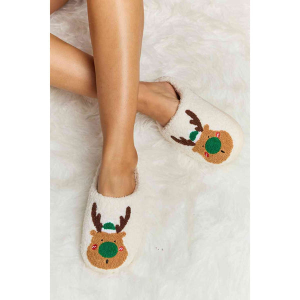 Shoes - Melody Rudolph Print Plush Slide Slippers -  - Cultured Cloths Apparel