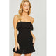 Women's Dresses - Woven Solid Mini Smocked Dress - Black - Cultured Cloths Apparel