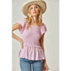 Women's Short Sleeve - Heather Smocked Top with Flared Sleeves - Lavender - Cultured Cloths Apparel