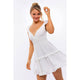 Women's Dresses - Cap Sleeve Ruffle Mini Dress - WHITE - Cultured Cloths Apparel