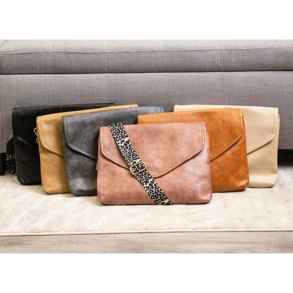 Handbags - Jaelee Foldover Crossbody Bag - Animal/Black - Cultured Cloths Apparel