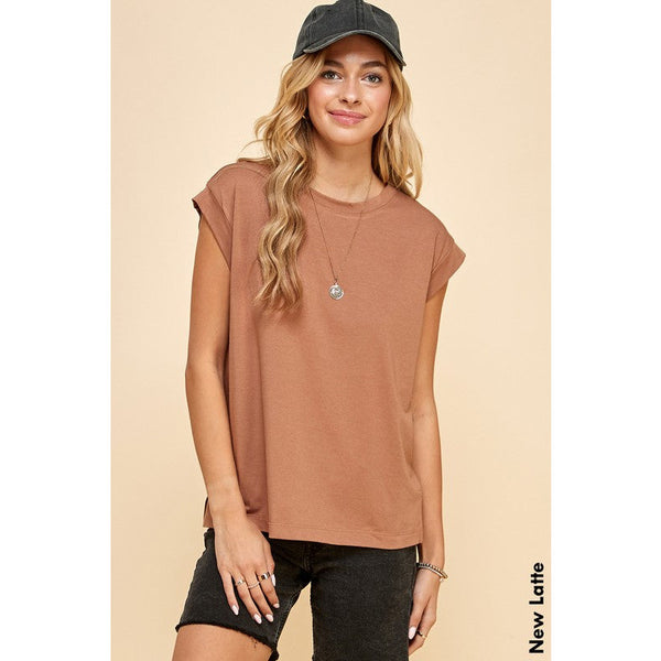 Women's Short Sleeve - Solid Top With Short Sleeves - New Latte - Cultured Cloths Apparel