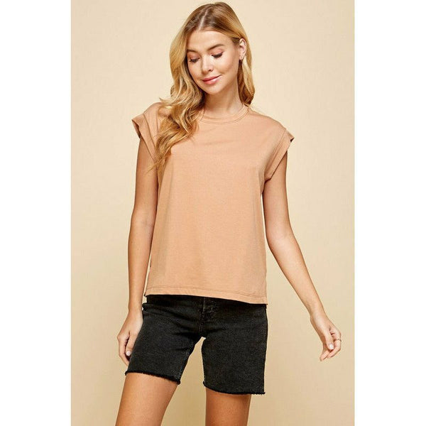 Women's Short Sleeve - Solid Top With Short Sleeves - Latte - Cultured Cloths Apparel