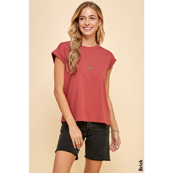 Women's Short Sleeve - Solid Top With Short Sleeves - Brick - Cultured Cloths Apparel