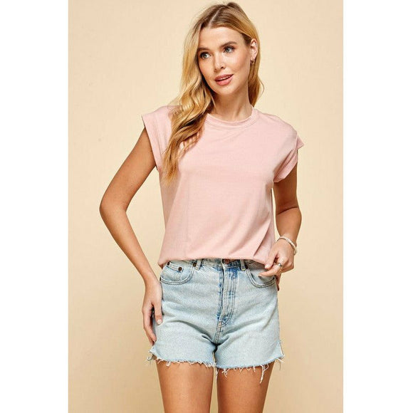 Women's Short Sleeve - Solid Top With Short Sleeves - Pink - Cultured Cloths Apparel