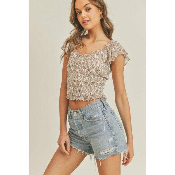 Women's Short Sleeve - Paisley Printed Smocked Top -  - Cultured Cloths Apparel
