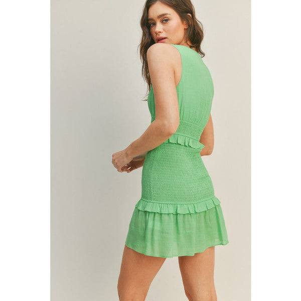 Women's Dresses - Lemon Lime Smocked Mini Dress -  - Cultured Cloths Apparel
