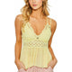 Women's Sleeveless - Casual Sleeveless Lace Sheer Top - LT Yellow - Cultured Cloths Apparel
