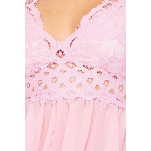Women's Sleeveless - Casual Sleeveless Lace Sheer Top - Pink Bubblegum - Cultured Cloths Apparel