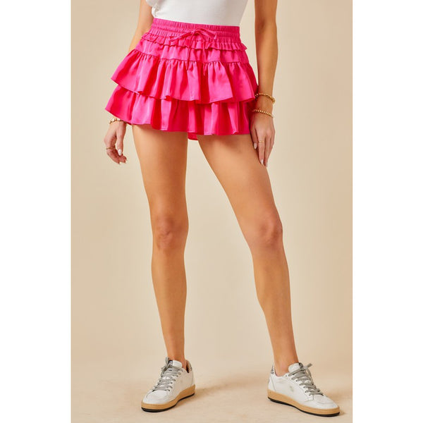 Women's Skirts - It's a Party Ruffle Tiered Skort - Hot Pink - Cultured Cloths Apparel