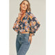 Women's Long Sleeve - After Midnight Floral Print Blouse -  - Cultured Cloths Apparel