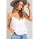 Women's Sleeveless - V Neck Ruffled Sleeveless Tank Top - Off White - Cultured Cloths Apparel
