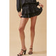 Women's Skirts - Tiered Satin Mini Skirt with Shorts - Washed Black - Cultured Cloths Apparel