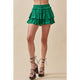 Women's Skirts - Tiered Satin Mini Skirt with Shorts - Jade - Cultured Cloths Apparel