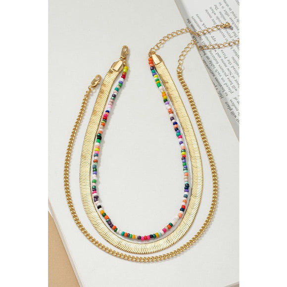  - herringbone and seed bead choker chain set -  - Cultured Cloths Apparel