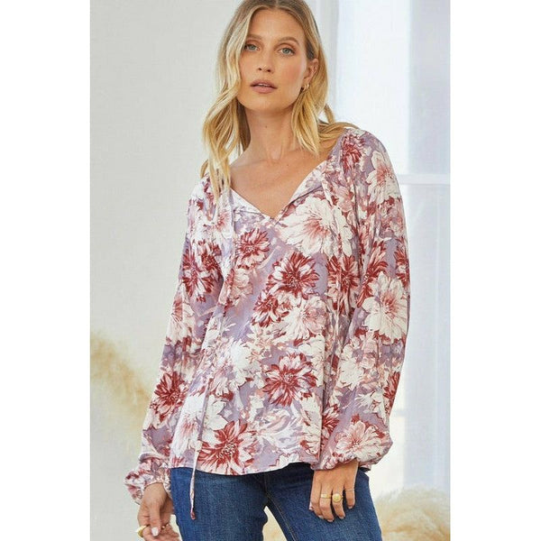 Women's Long Sleeve - Allie Long Sleeve Floral Classy Blouse Top -  - Cultured Cloths Apparel