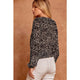 Women's Long Sleeve - Leopard Print Ruffle Smocked Top -  - Cultured Cloths Apparel