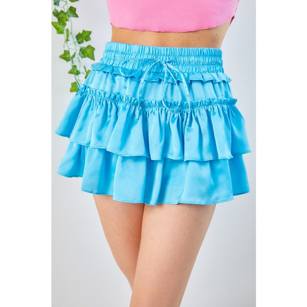 Women's Skirts - Flirty & Fun Tiered Ruffle Flounce Mini Skort -  - Cultured Cloths Apparel