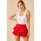 Women's Skirts - Flounce Gauze Mini Skort - Candy Red - Cultured Cloths Apparel