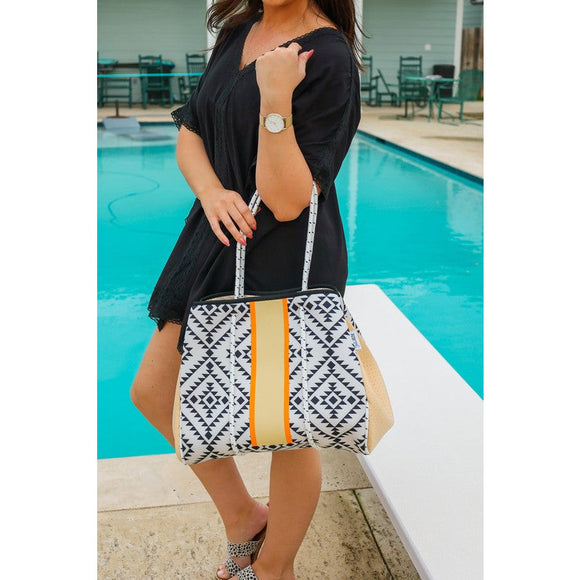 Accessories, Bags - The Helena  Neoprene Tote - Aztec - Cultured Cloths Apparel