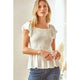 Women's Short Sleeve - Heather Smocked Top with Flared Sleeves - Ivory - Cultured Cloths Apparel