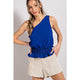 Women's Sleeveless - One Shoulder Sleeveless Ruffle Blouse Top - Royal Blue - Cultured Cloths Apparel