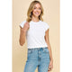 Women's Short Sleeve - Basic Solid Ribbed Top - Off White - Cultured Cloths Apparel