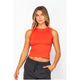 Athleisure - Seamless Stretchy Nylon Crop Top - Cherry Red - Cultured Cloths Apparel