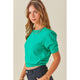 Women's Short Sleeve - Cropped Ruched Sleeve Detailed Sweater Top - Green - Cultured Cloths Apparel