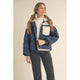 Outerwear - Mixed Media Puff Jacket with Hood - Navy - Cultured Cloths Apparel