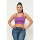 Women's Sleeveless - Ribbed Scoop Neck Crop Top - Violet - Cultured Cloths Apparel