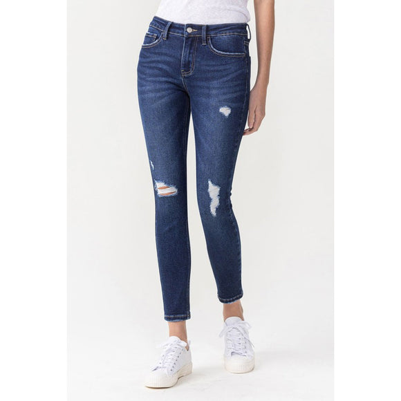 Denim - Lovervet Full Size Chelsea Midrise Crop Skinny Jeans - Dark - Cultured Cloths Apparel