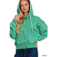 Outerwear - Acid Fleece Washed Cropped Zip Hoodie - K. Green - Cultured Cloths Apparel