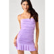 Women's Dresses - Ruching Detailed Strappy Mini Dress - Lavender - Cultured Cloths Apparel