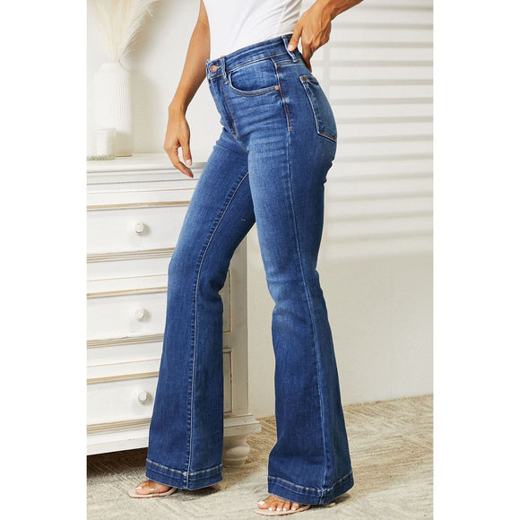 Denim - Judy Blue Full Size High Waist Wide Hem Flare Jeans -  - Cultured Cloths Apparel